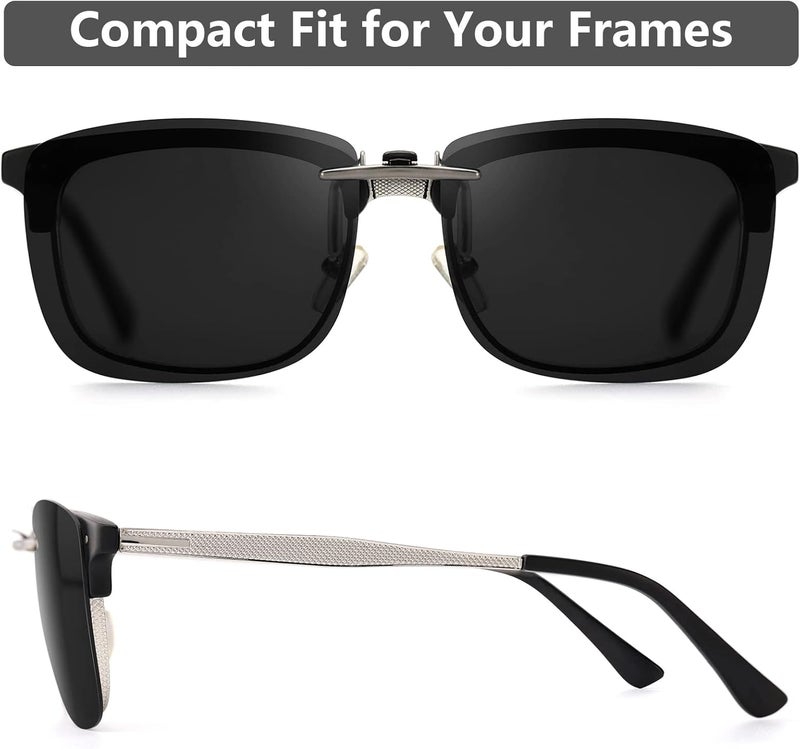 CAXMAN Polarized Clip On Sunglasses Over Prescription Glasses Men Women Compact Fit Non-Flip Up - Image 5