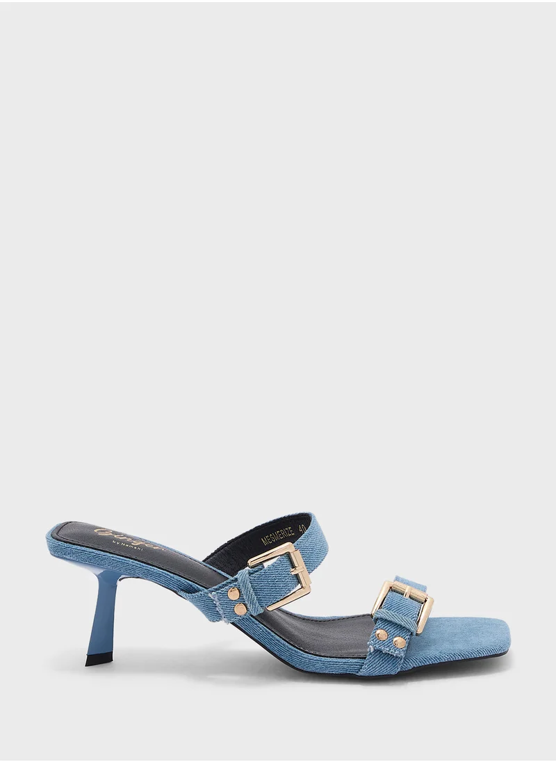 Ginger Double Strap Buckle Detail Heel Sandal