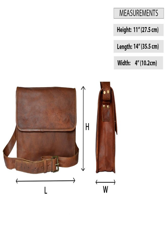 Madosh, Genuine Leather Brown Crossbody Messenger Flap Side Shoulder Office Vintage Sling Bag - Image 5