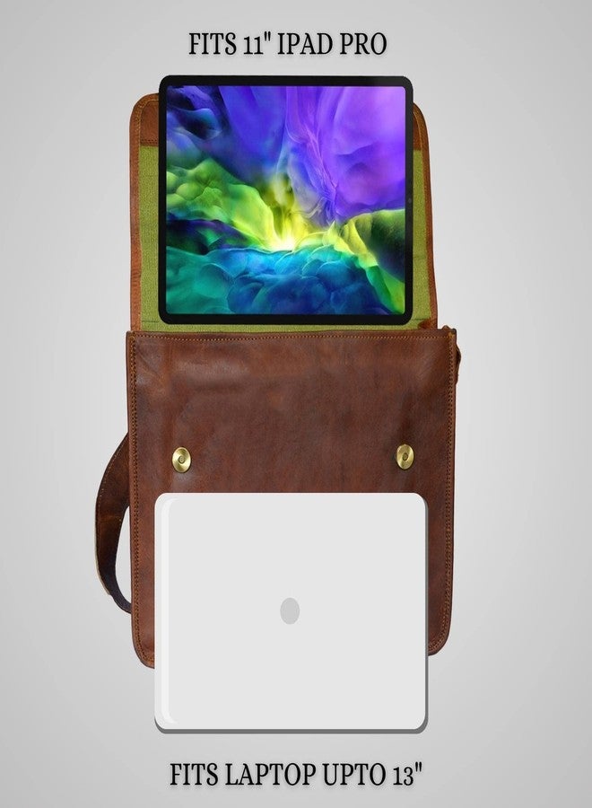 Madosh, Genuine Leather Brown Crossbody Messenger Flap Side Shoulder Office Vintage Sling Bag - Image 4