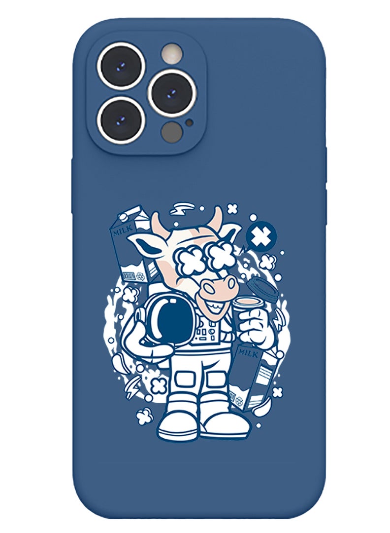 Theodor Protective Slim Fit Case Liquid Silicone Cover with Full Body Protection Anti-Scratch Shockproof Case For iPhone 14 Pro Blue  - Cow drumming copy - Image 1