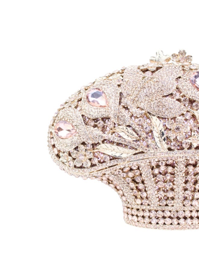 Dollar's Elegant Sparkle Crystal Purse CP63 - Metal Rhinestone Evening Clutch Bag, Bridal Wedding Party Handbag, Crossbody Chain Bag, Formal Event Stylish Designer Purse Gift (Rose) - Image 2