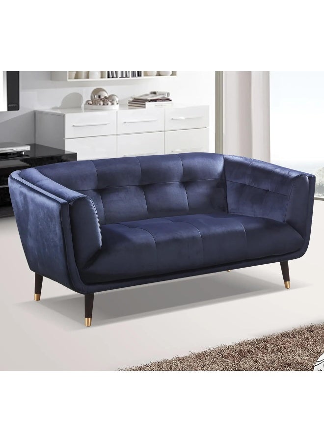 Ripple FURNITURE UAE Homes Sophisticated 2-Seater Dark Blue Velvet Sofa, Elegant and Comfortable Seating