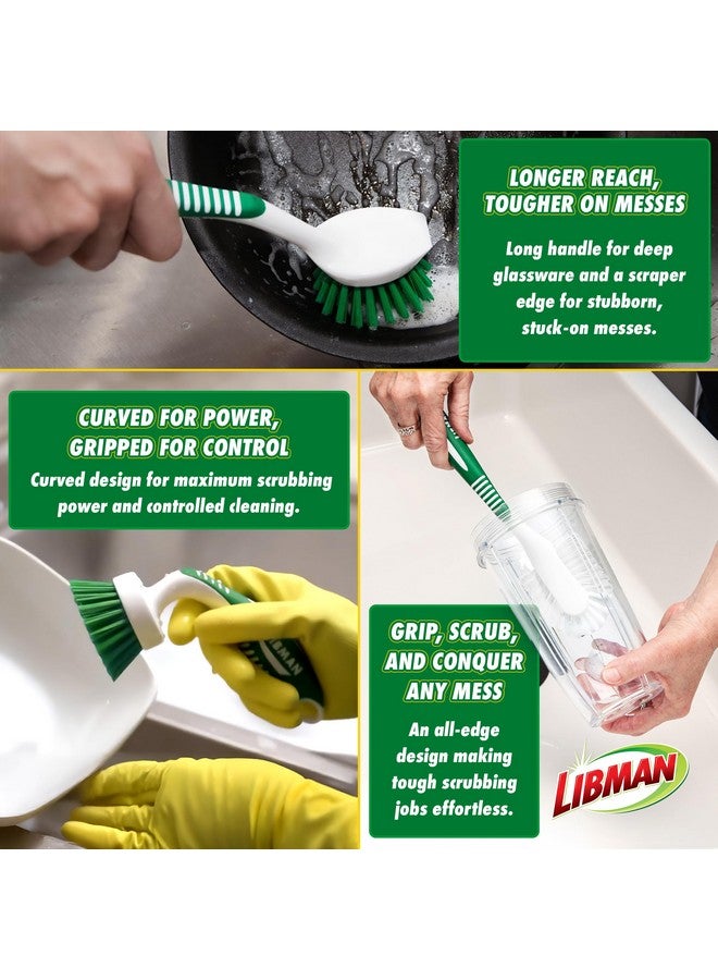 Libman Green & White Cleaning Brush Kit, 3-Piece Set, All-Purpose Brushes for Kitchen, Basins, Sinks, Dishwashers - Image 3