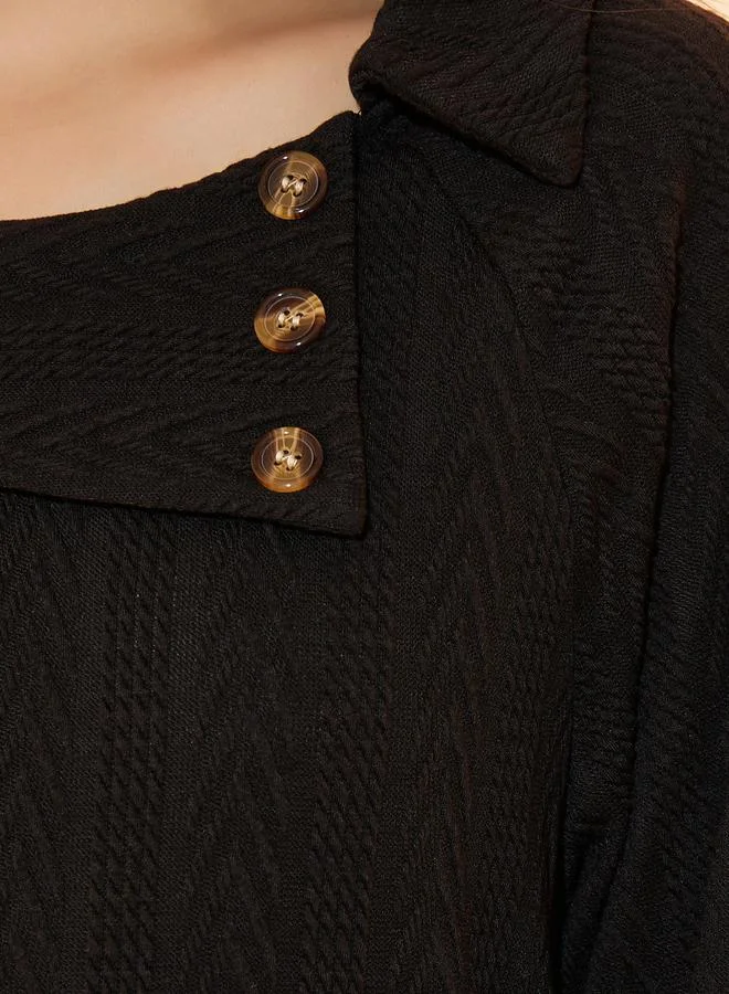 Take Two Textured Knit Button Detail Top