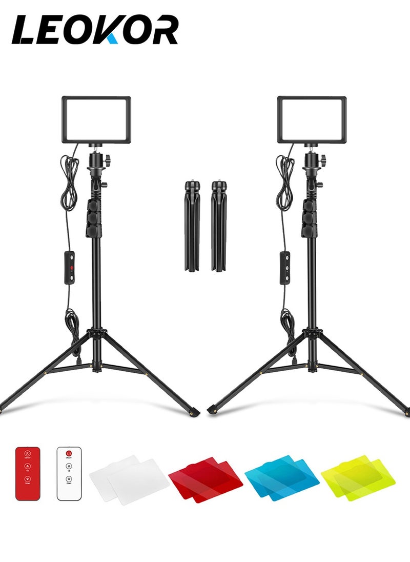 LEOKOR LED Video Light 11 Brightness/4 Color Filters Dimmable Photography,Continuous Table Top Lighting,Adjustable Tripod Stand,USB Portable Fill Light for Photo Studio Shooting  - Image 1