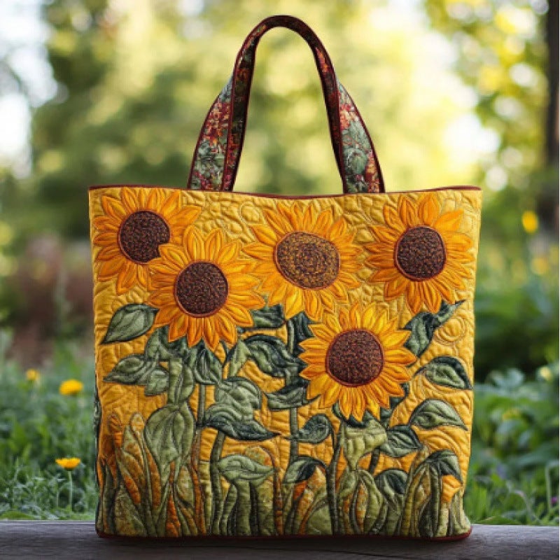 2026 Cross-Border Independent Site Noon New Digital Print Quilted Embroidered Tote Bag for Commuting and Casual Cotton Clothing - Image 1