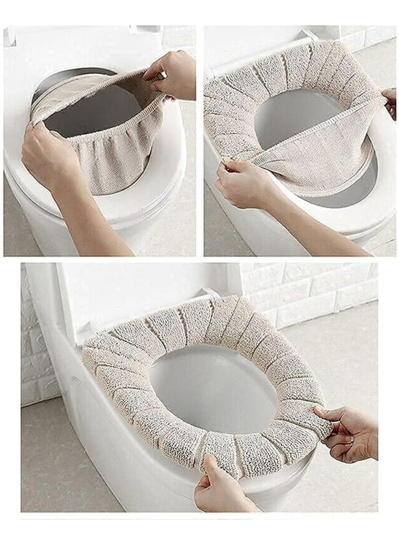 غطاء مقعد مرحاض دافئ ومريح - وسادة مقعد حمام من الجلد والفرو - غطاء مقعد مرحاض ناعم مخملي - سهل التركيب - قابل لإعادة الاستخدام والغسل - Image 4