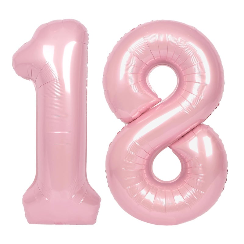 SUWEN 40 Inch Pink Large 18 Number Balloons Big Foil Helium Number Balloons 0-9 Jumbo Happy 18th Mylar Birthday Party Decorations for Girl or Women 81 Anniversary Party Supplies - Image 1