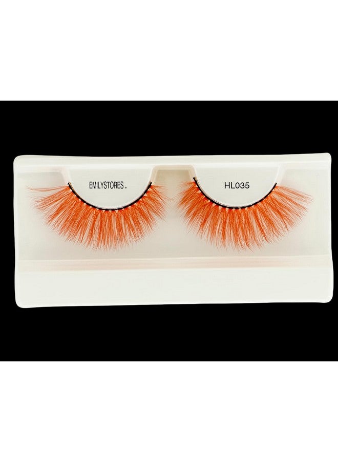 EMILYSTORES Orange Eyelashes Colored Halloween Lashes For Mad Hatter Costume Dramatic Long Eye Lashes Masquerade Party Cosplay Makeup Lashes 1 Pair (Orange) - Image 4