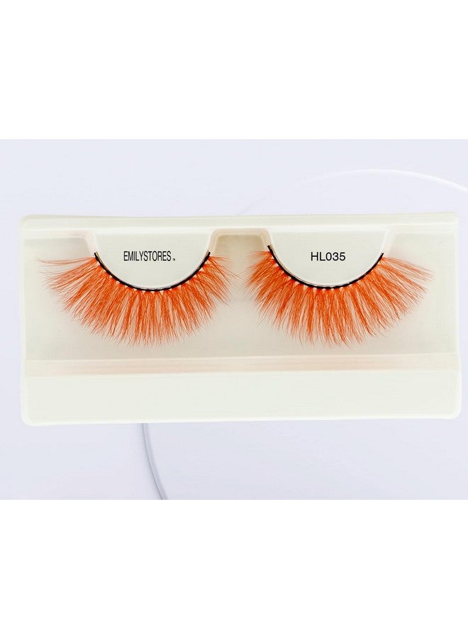 EMILYSTORES Orange Eyelashes Colored Halloween Lashes For Mad Hatter Costume Dramatic Long Eye Lashes Masquerade Party Cosplay Makeup Lashes 1 Pair (Orange) - Image 3