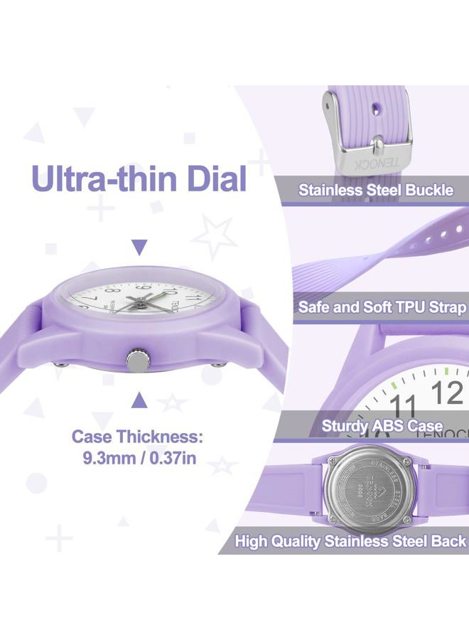 TENOCK Kids Analog Watches for Girls 50M Waterproof Kids Watches Learning Time Children Watch Easy to Read Great Birthday Gifts for Ages 4-12 Kids Purple - Image 4