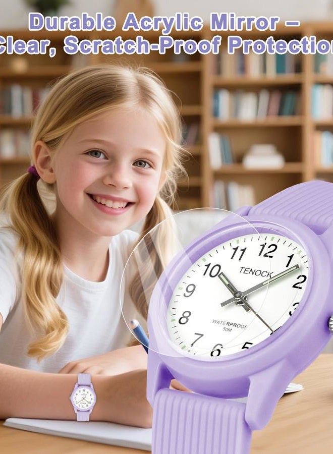 TENOCK Kids Analog Watches for Girls 50M Waterproof Kids Watches Learning Time Children Watch Easy to Read Great Birthday Gifts for Ages 4-12 Kids Purple - Image 3