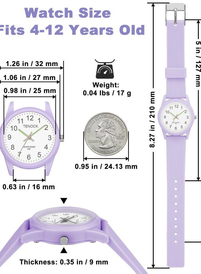 TENOCK Kids Analog Watches for Girls 50M Waterproof Kids Watches Learning Time Children Watch Easy to Read Great Birthday Gifts for Ages 4-12 Kids Purple - Image 5