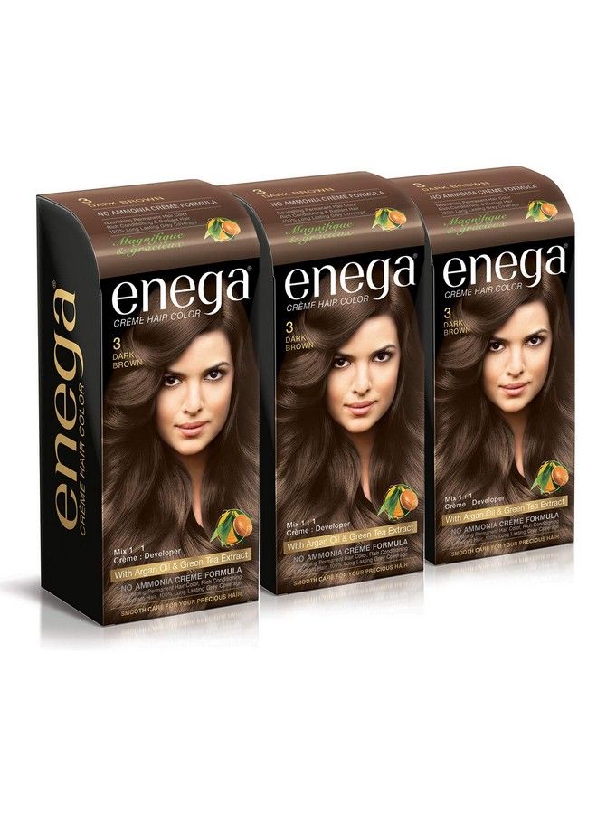 enega Creme Hair Color Dark Brown 120 Ml (Pack Of 3) - Image 1