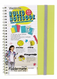 Foldermate WeWrite A5 Green Spiral Ruled Notebook with Tool Pad & Pen Loop 