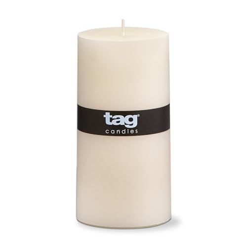 TAG Chapel 3X6 Ivory Pillar Paraffin Wax Candle Unscented Drip-Free Long Burning 85 Hours for Home Decor Wedding Parties 3x6 Ivory - Image 1