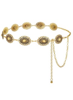 Western Metal Concho Belt for Women, Boho Cowgirl Waist Belt for Dresses, Jeans, Pants
