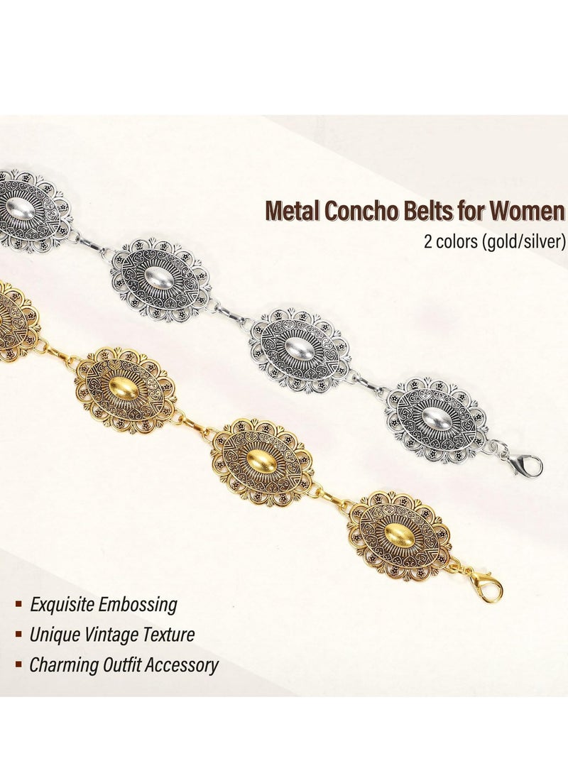 Oasisgalore Western Metal Concho Belt for Women, Boho Cowgirl Waist Belt for Dresses, Jeans, Pants  - Image 5