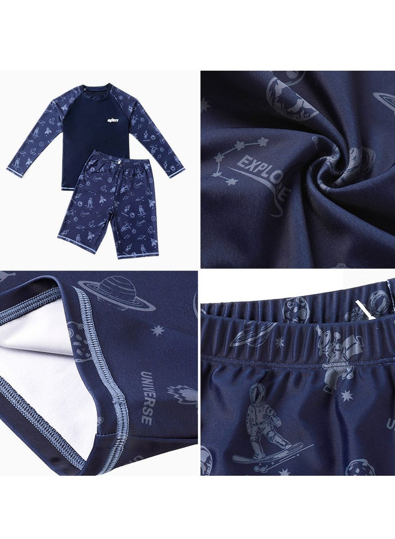 Loquat Boys Split Swimsuits Set Long Sleeve Swim Shirts With Trunks 2 Piece Quick Dry Swim Set - Image 3