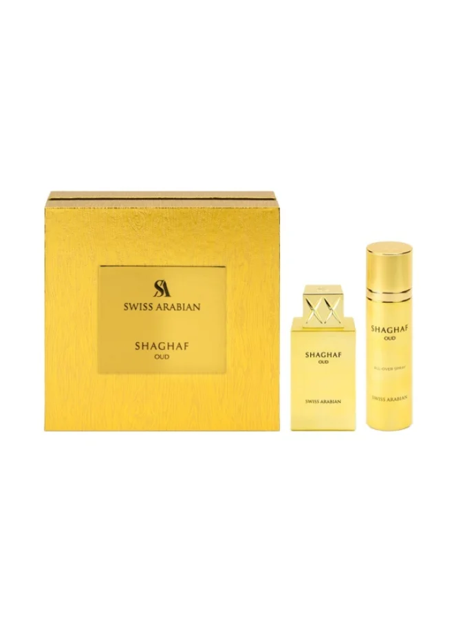 Swiss Arabian Perfumes Swiss Arabian Shaghaf Oud EDP + Body Spray Gift Set, Savings 26%