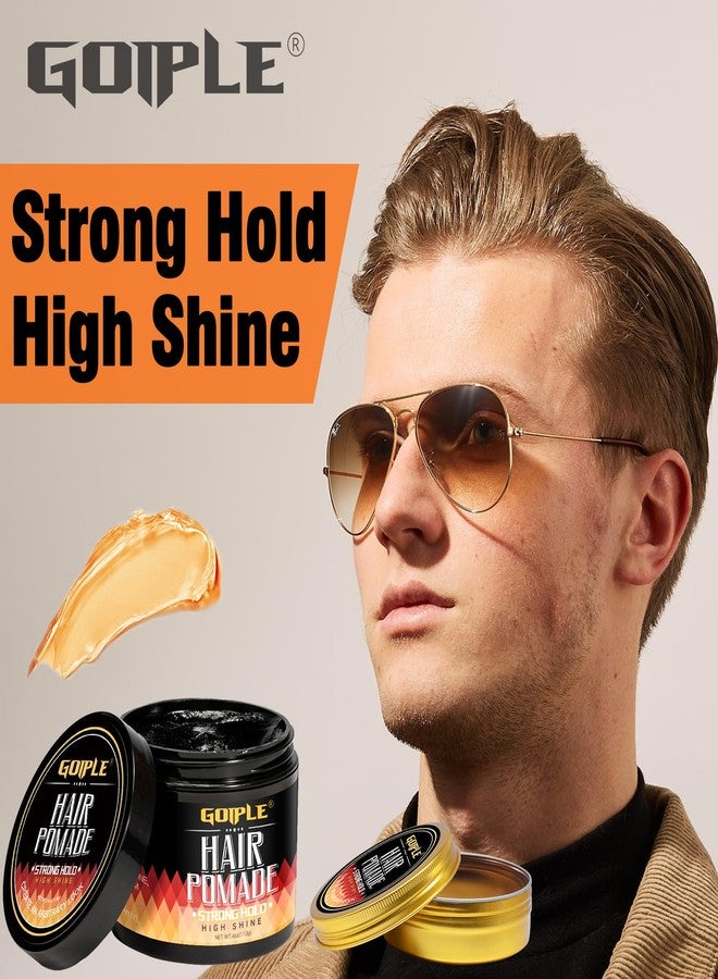 Goiple Original Hair Pomade for Men Strong Hold - High Shine Mens Hair Gel Pomade Water Based Mens Hair Products- Flake Free Hair Gel Easy To Wash Out All Day Hold For All Hairstyles 2PCS - Image 2