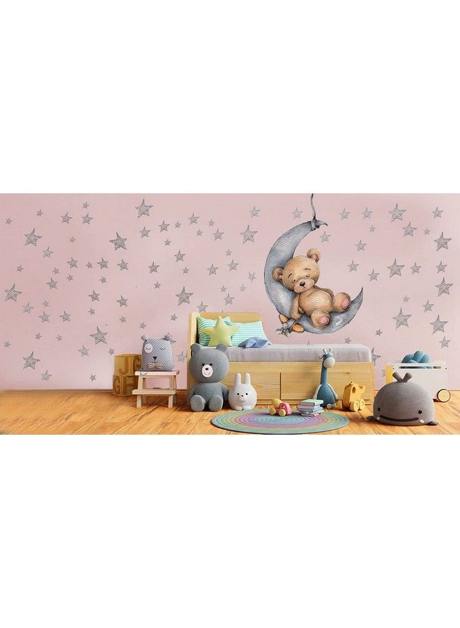 DEKOSH Moon & Stars Nursery Wall Decal With Sleepy Bear For Baby Nursery Decor - Image 5
