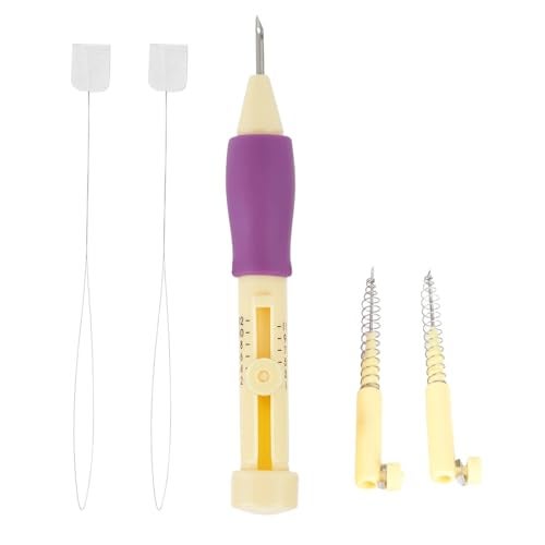 Walfront Punch Needle Embroidery Set Embroidery Needle Punch with 3 Sizes Needle Pen Kit Tool for DIY Craft for DIY Threaders Sewing Knitting for MotherYellow - Image 1