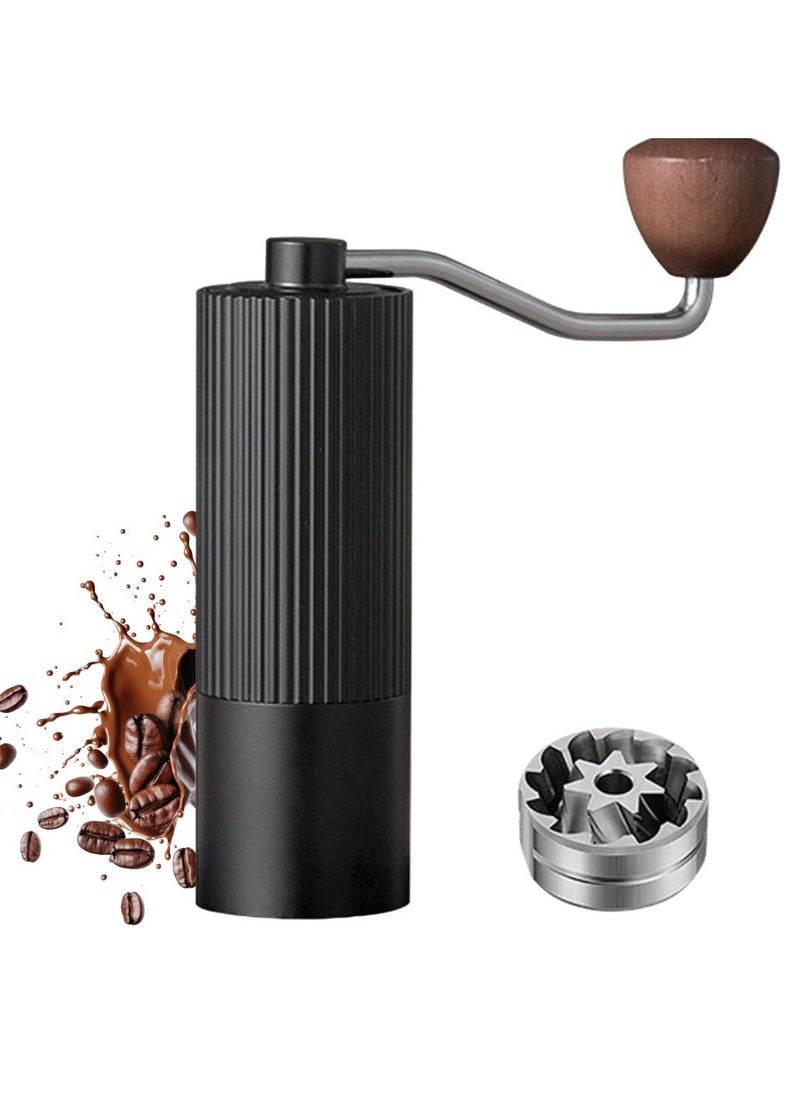 Joshberg - Manual Coffee Grinder, Food Grade Stainless Steel Coffee Bean Heptagonal Conical Burr Grinder,High-Precision Double Bearing Positioning,Black - Image 1