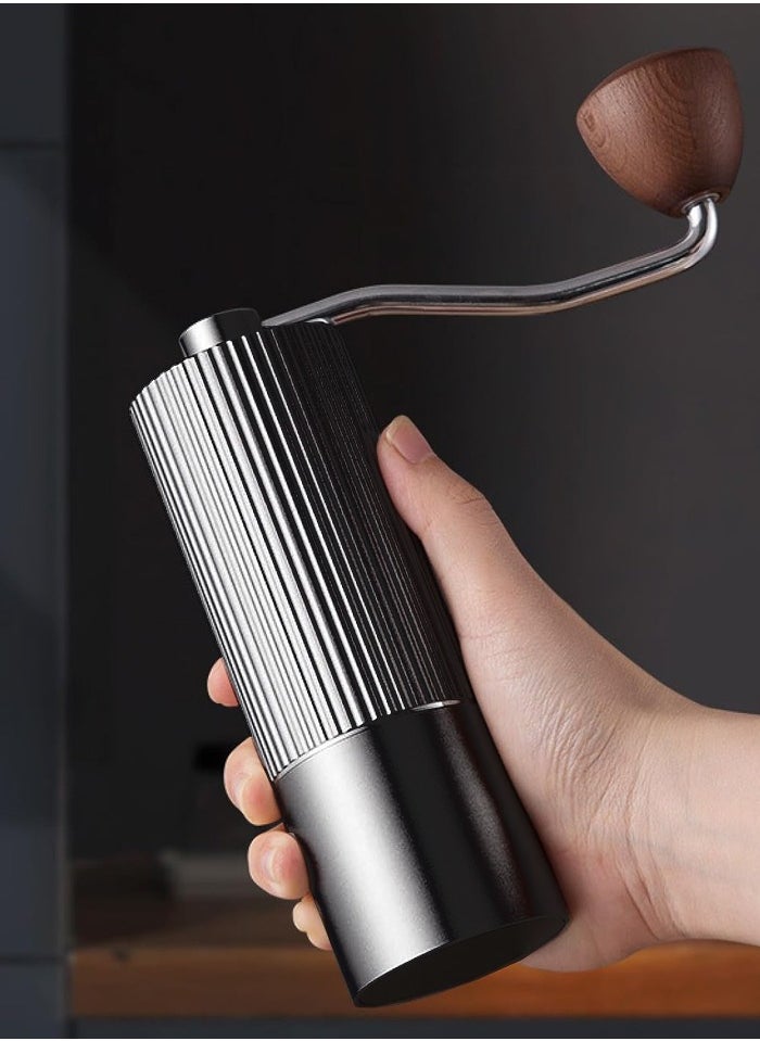 Joshberg - Manual Coffee Grinder, Food Grade Stainless Steel Coffee Bean Heptagonal Conical Burr Grinder,High-Precision Double Bearing Positioning,Black - Image 1
