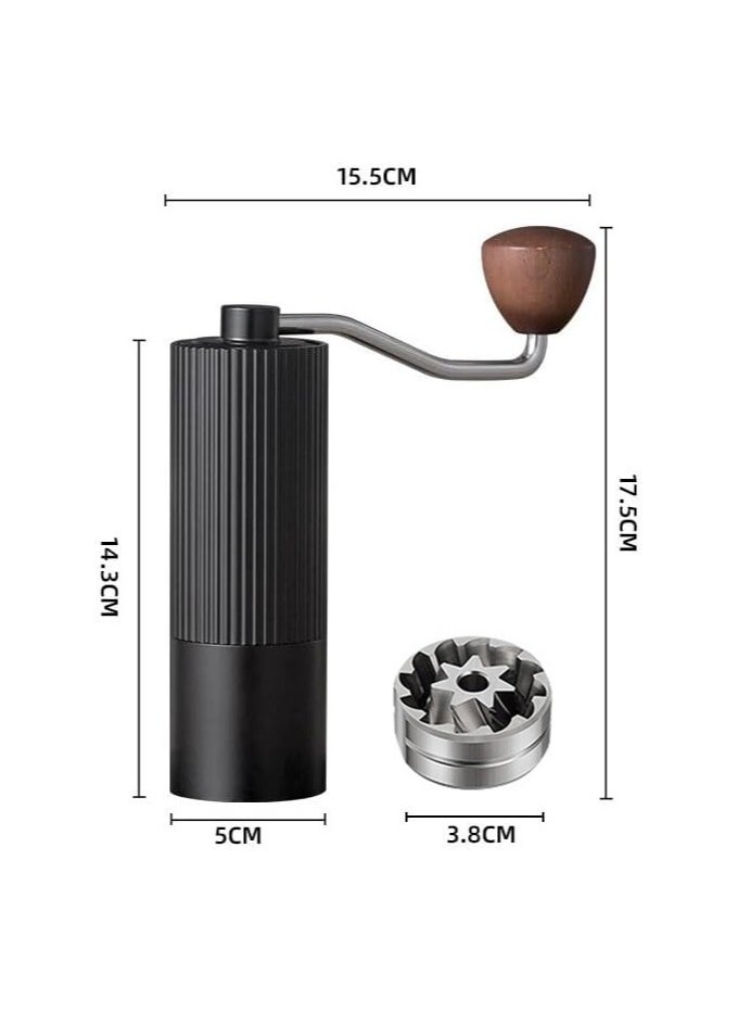 Joshberg - Manual Coffee Grinder, Food Grade Stainless Steel Coffee Bean Heptagonal Conical Burr Grinder,High-Precision Double Bearing Positioning,Black - Image 1