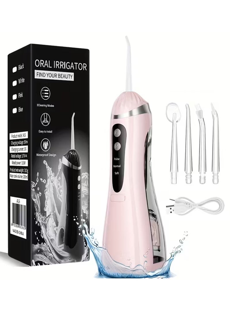 Portable Oral irrigator, Power Flosser, Cordless Oral Irrigator Cordless Irrigator, Dental Oral Irrigator IPX7 Waterproof 4 Jet Tips USB Rechargeable for Home and Travel - Image 1