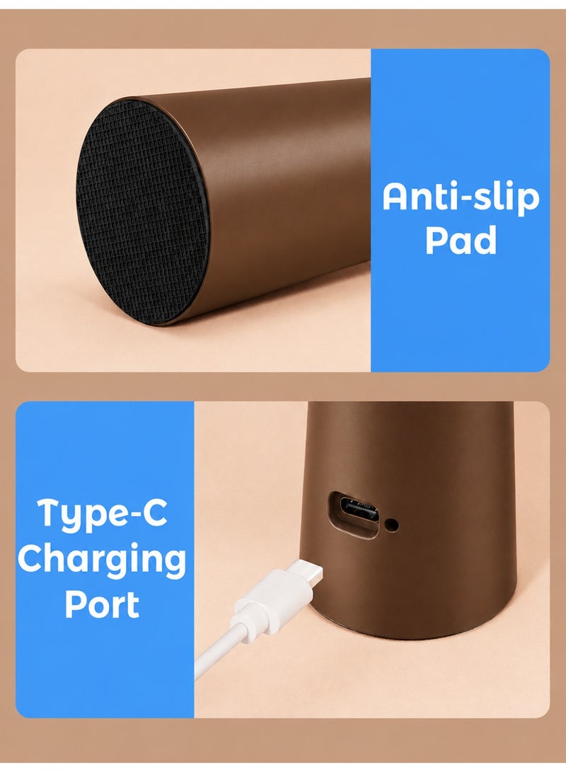 Cordless Rechargeable Table Lamp, Touch Dimmable LED Bedside Lamp with Adjustable Brightness, USB Type-C Battery Operated Nightstand Light, Minimalist Decorative Ambient Lamp for Bedroom, Living Room, Dining Table, Coffee Corner, Restaurant & Home Decor, Brown - Image 5