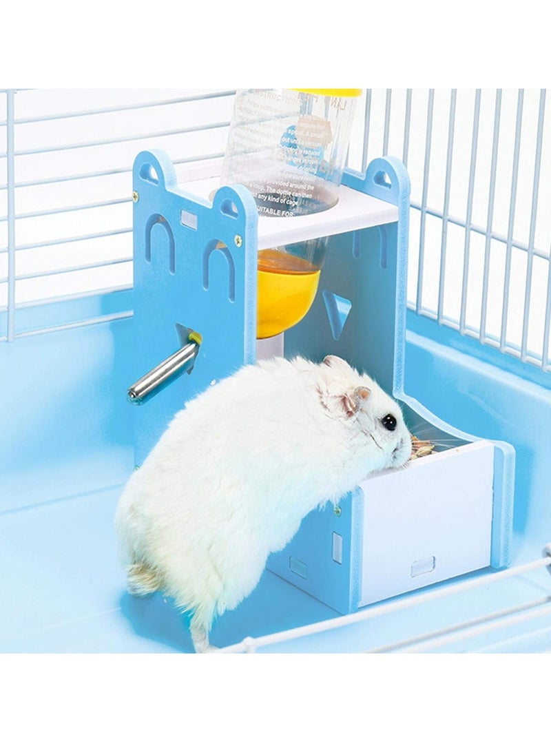 Generic - Hamster Feeder With Bottle, Pet Food and Water Feeder for Hamsters, 2 in 1 Feeder and Water Dispenser for Rats Hamsters (Blue) - Image 1