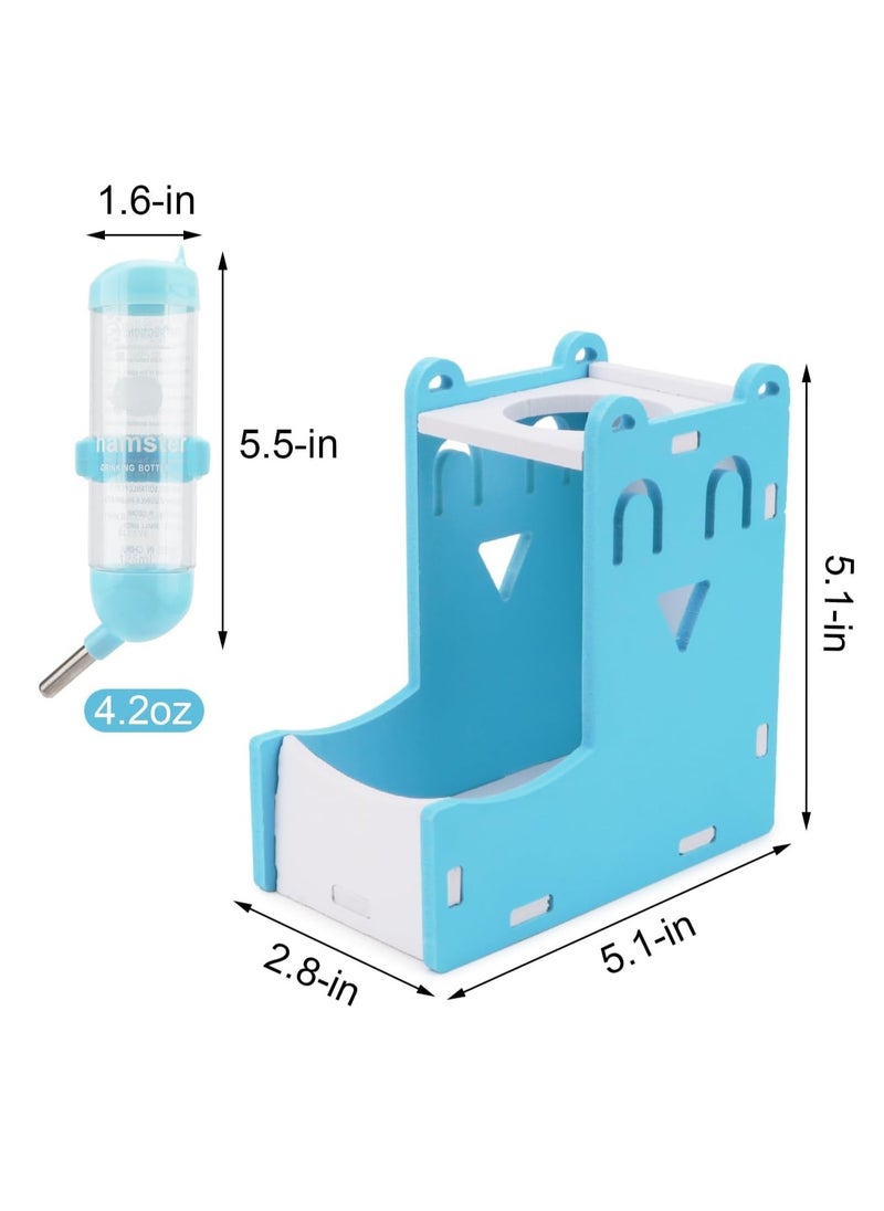 Generic - Hamster Feeder With Bottle, Pet Food and Water Feeder for Hamsters, 2 in 1 Feeder and Water Dispenser for Rats Hamsters (Blue) - Image 1
