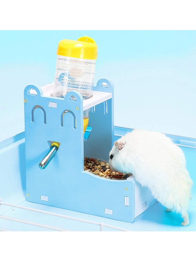 Generic - Hamster Feeder With Bottle, Pet Food and Water Feeder for Hamsters, 2 in 1 Feeder and Water Dispenser for Rats Hamsters (Blue) - Image 1