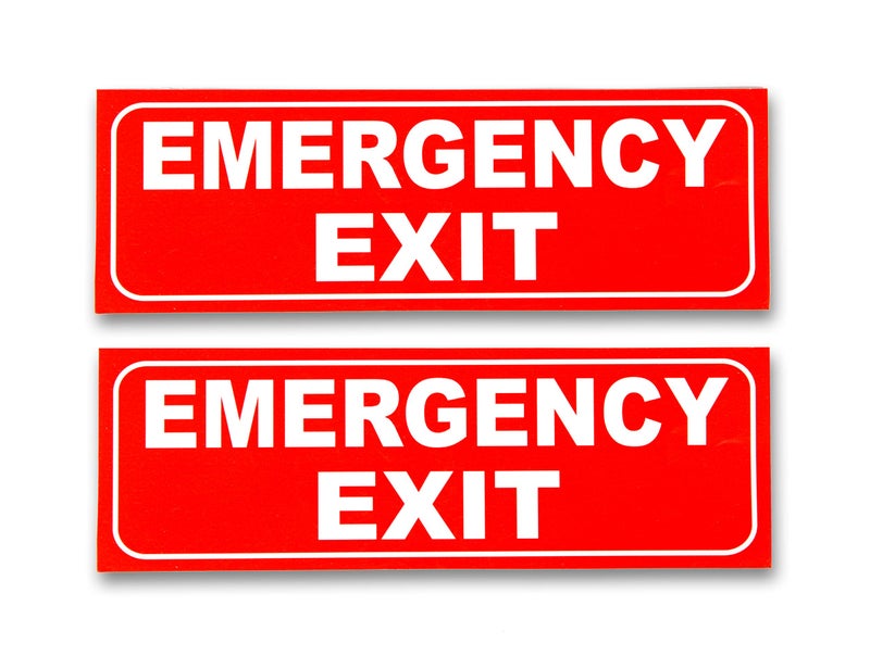 eSplanade Emergency Exit Sign Sticker Decal Easy to Mount Weather Resistant Long Lasting Ink Size 9 x 3 - Image 2