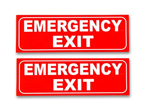 eSplanade Emergency Exit Sign Sticker Decal Easy to Mount Weather Resistant Long Lasting Ink Size 9 x 3 - Image 1