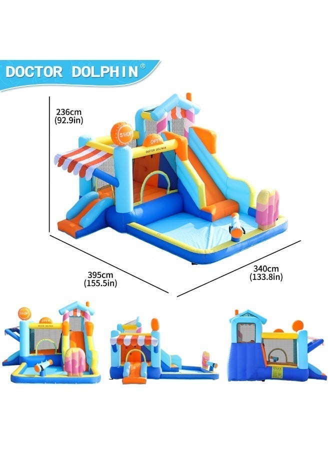 doctor dolphin Large inflatable water trampoline with a slide395×340×236cm - Image 2