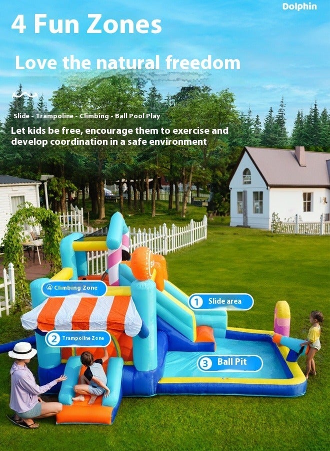 doctor dolphin Large inflatable water trampoline with a slide395×340×236cm - Image 4