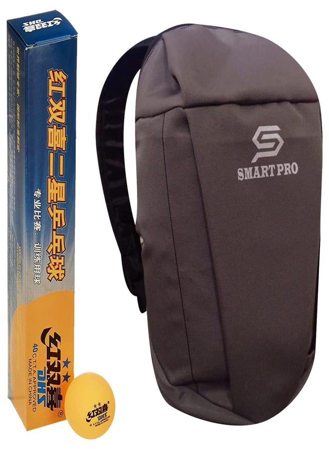 دي إتش أس كرة تنس الطاولة DHS 40 مم، نجمتان، برتقالية (علبة من 6 قطع)، 42 قطعة مع غطاء Smart PRO TT خاص، رمادي سريع - Image 2