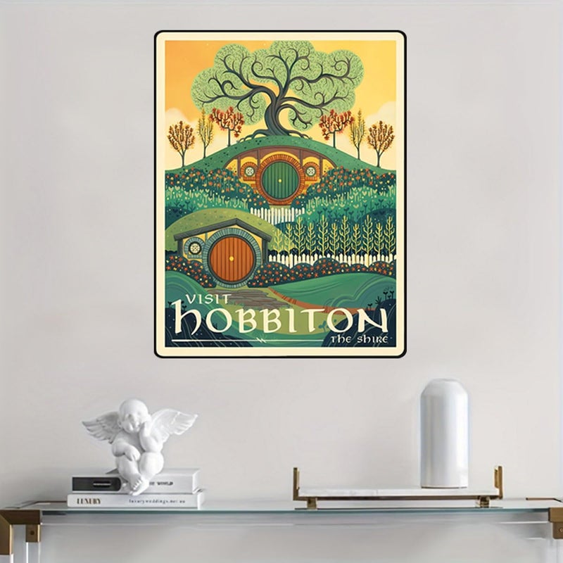 Meksular Middle Earth Landscape Wall Art Prints Canvas PaintingFantasy Posters, Pictures, For Travel Gift, Canvas Art, For Office Home Decor Bedroom Living Room Decor. (Hobbiton-1pc-edge binding,16L"x12W") - Image 2
