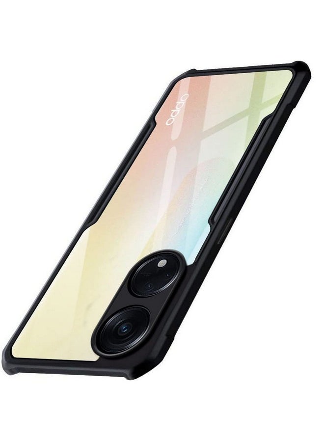 ذا جيفت كارت - جراب خلفي شفاف مقاوم للصدمات من ذا جيفت كارت لهاتف أوبو رينو 8T 5G | حماية 360 درجة | تصميم واقٍ | غطاء شفاف (بولي كربونات، مصد أسود) - Image 1