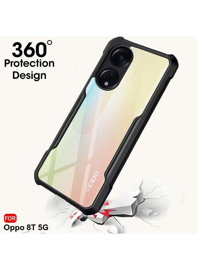 ذا جيفت كارت - جراب خلفي شفاف مقاوم للصدمات من ذا جيفت كارت لهاتف أوبو رينو 8T 5G | حماية 360 درجة | تصميم واقٍ | غطاء شفاف (بولي كربونات، مصد أسود) - Image 1