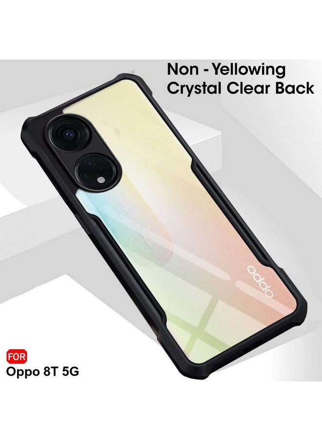 ذا جيفت كارت - جراب خلفي شفاف مقاوم للصدمات من ذا جيفت كارت لهاتف أوبو رينو 8T 5G | حماية 360 درجة | تصميم واقٍ | غطاء شفاف (بولي كربونات، مصد أسود) - Image 1