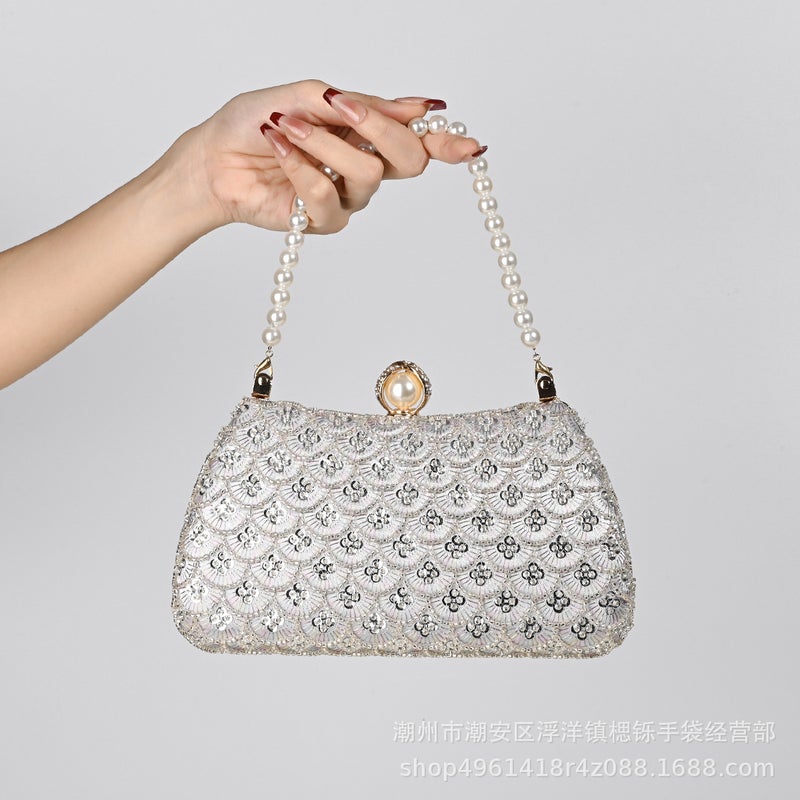 Kushiro New Vintage Chinese Fish Scale Embroidery Handbag Bride Dress Banquet Cheongsam Evening Bag Direct Sales - Image 5