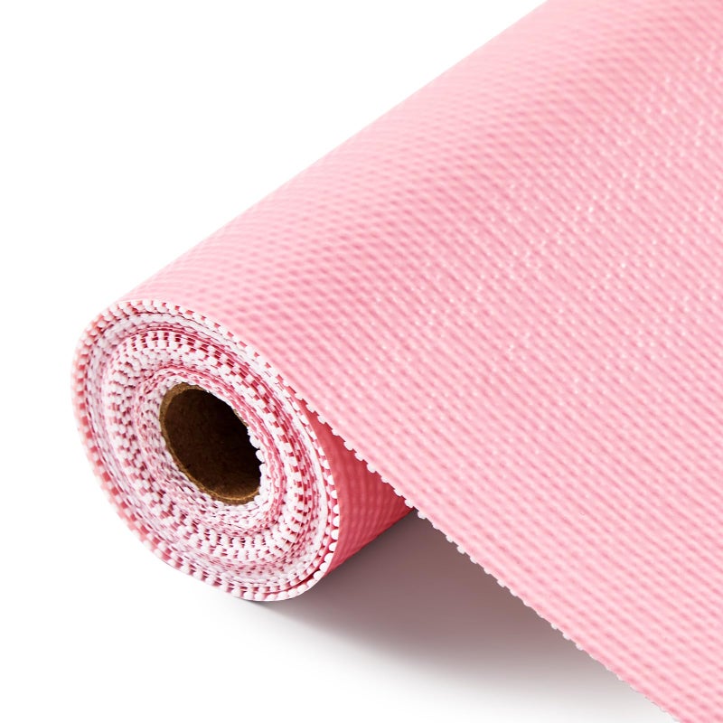 ALIUNI Drawer and Shelf Liner, Non-Slip Kitchen Cabinet Liners Non-Adhesive Thick Strong Grip Waterproof Washable Mats Protect Dresser Shelves Cupboard Bathroom Cabinets, Pink, 12 in X 10 FT - Image 1