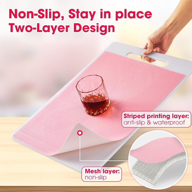ALIUNI Drawer and Shelf Liner, Non-Slip Kitchen Cabinet Liners Non-Adhesive Thick Strong Grip Waterproof Washable Mats Protect Dresser Shelves Cupboard Bathroom Cabinets, Pink, 12 in X 10 FT - Image 2