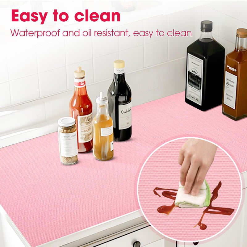 ALIUNI Drawer and Shelf Liner, Non-Slip Kitchen Cabinet Liners Non-Adhesive Thick Strong Grip Waterproof Washable Mats Protect Dresser Shelves Cupboard Bathroom Cabinets, Pink, 12 in X 10 FT - Image 3