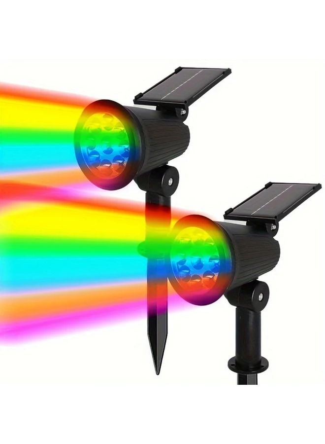 قطعتان من مصباح الحدائق الشمسي بـ 9 مصابيح LED، ضوء ملون، مصب� أرضي شبه مُضمّن من مادة ABS مع قابس - Image 3